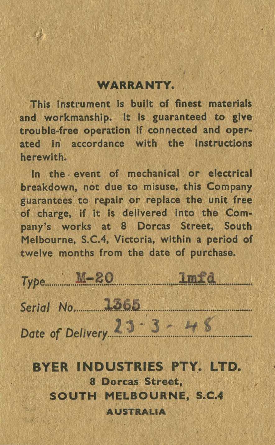 Motor Data Card #2